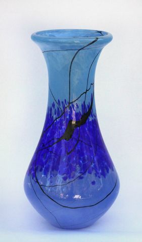 DB-409 Vase Blue Lightning 13x6 $275 at Hunter Wolff Gallery